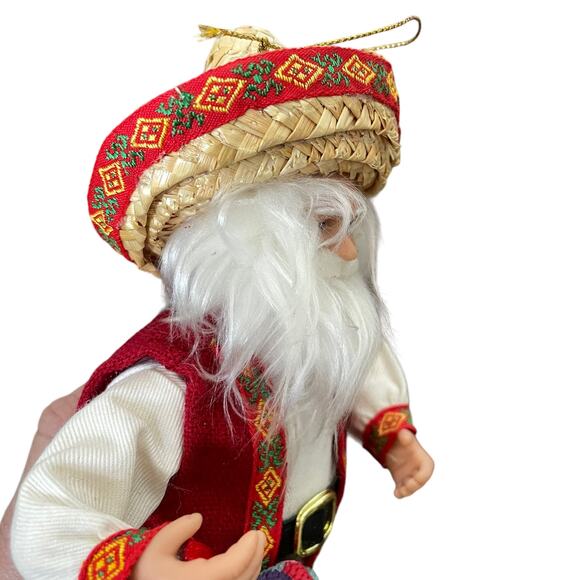 Mexican Santa Figure Piñata Sombrero Hanging Ornament Handcrafted RARE - Picture 14 of 16